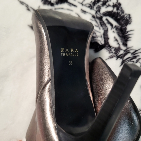 Zara Trafaluc Silver Ankle Boots, 6 - Picture 6 of 12